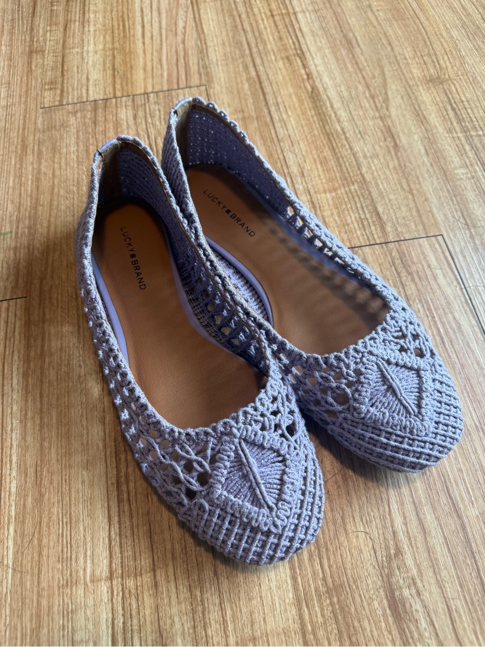 Lucky Brand Lavender Crochet Slip-On Ballet Flats